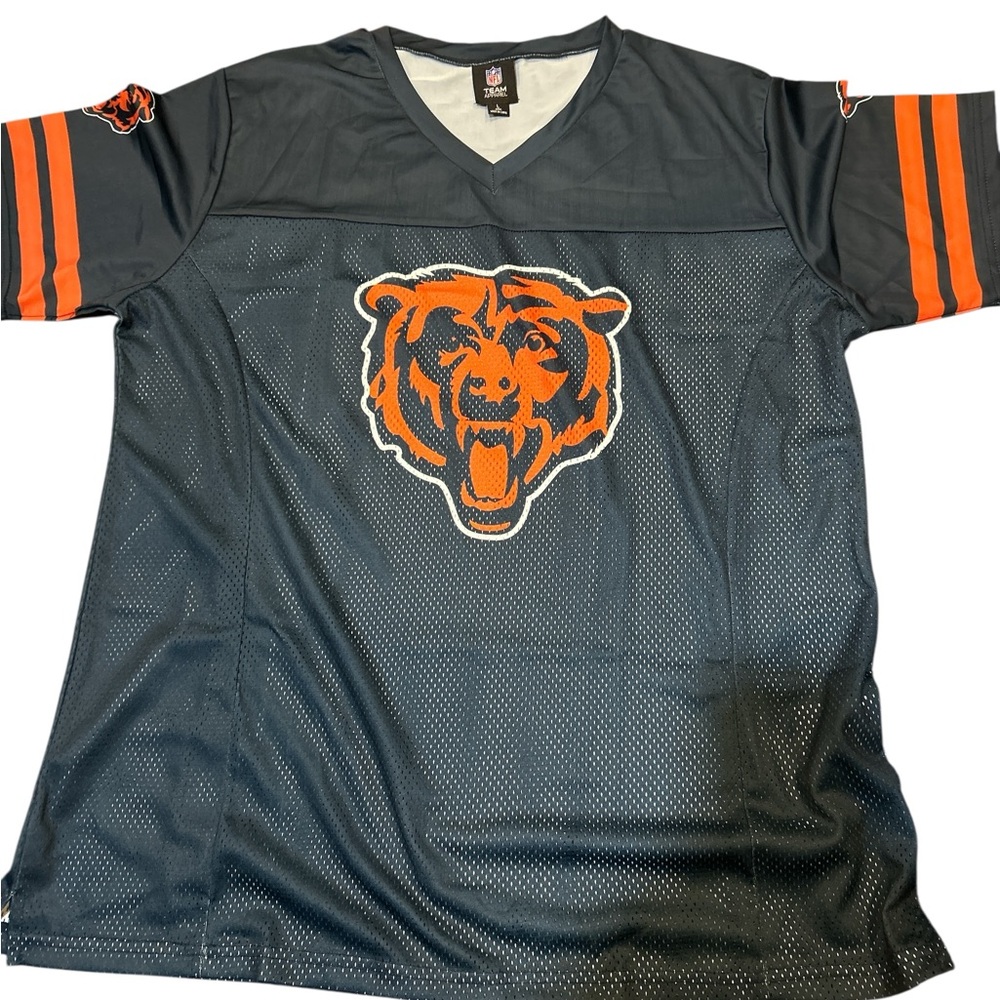 NFL Team Apparel Chicago Bears FOCO Mesh Jersey Mens Large Navy Orange V-Neck